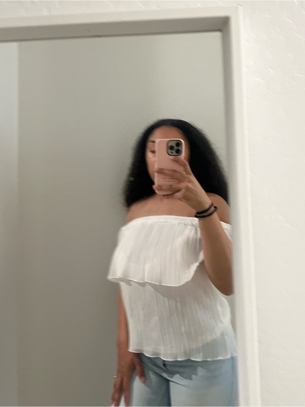 Express White Off-Shoulder Ruffle Blouse - Picture 2 of 3